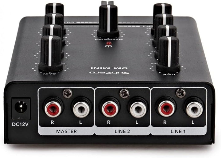 SubZero 2-Kanal-Desktop-Mini-DJ-Mixer mit Crossfader und Mikrofoneingang