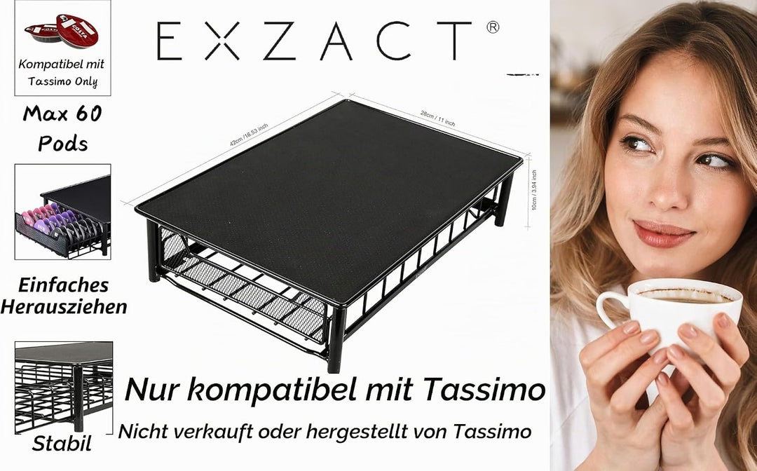 EXZACT Kaffeekapselschublade, kompatibel mit Tassimo-Pads, die Schublade wird nicht von Tassimo verk