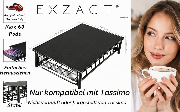 EXZACT Kaffeekapselschublade, kompatibel mit Tassimo-Pads, die Schublade wird nicht von Tassimo verk