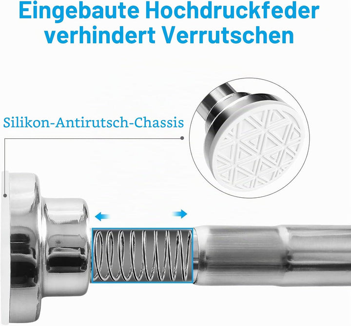 Foeska Teleskopstange Siler 120cm-210cm Duschvorhangstange ohne Bohren aus Edelstahl ausziehbare Kle