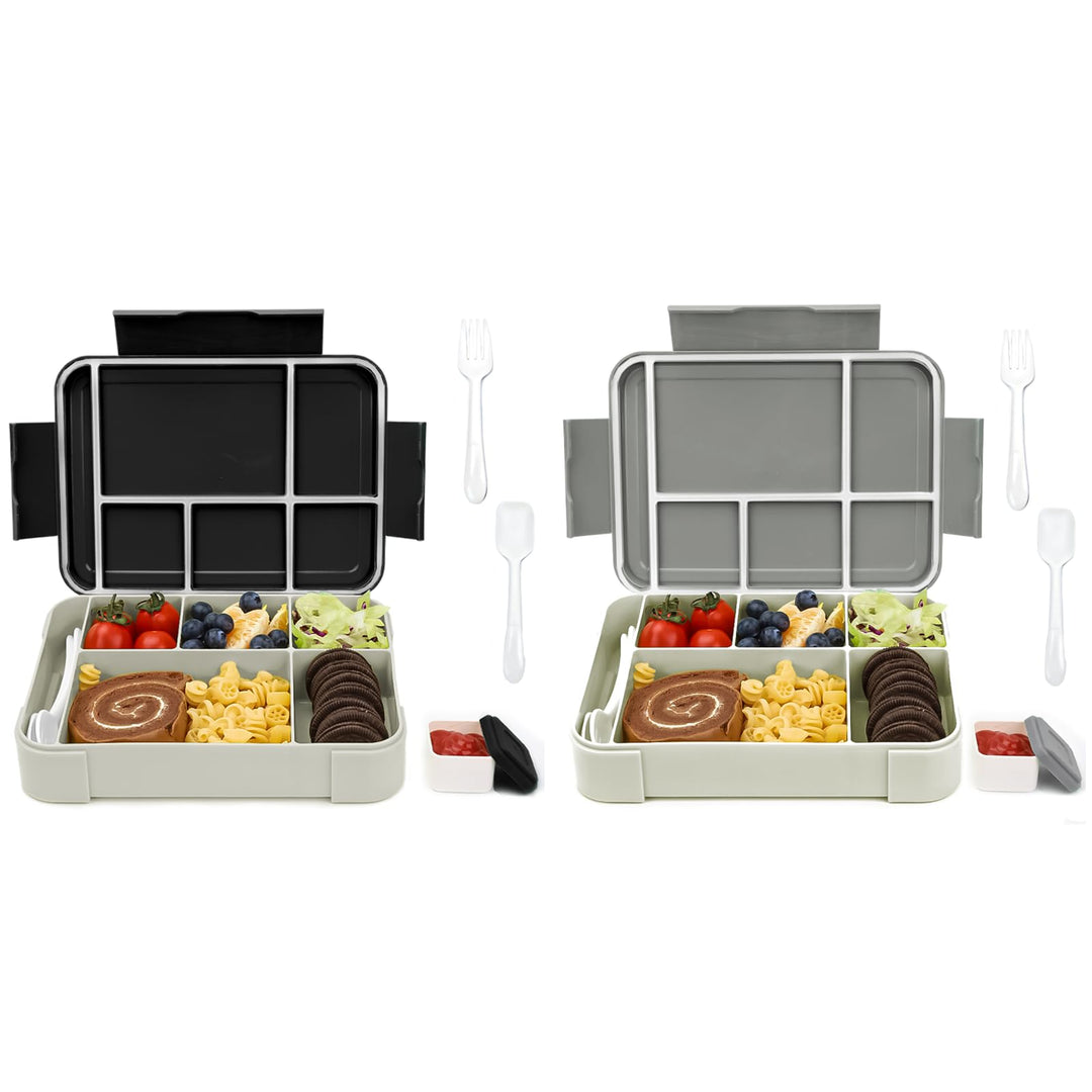Bugucat Brotdose Kinder mit Fächern 1330ML 2 Set,Lunchbox Kinder Bento Box Auslaufsicher mit 6 Fäche