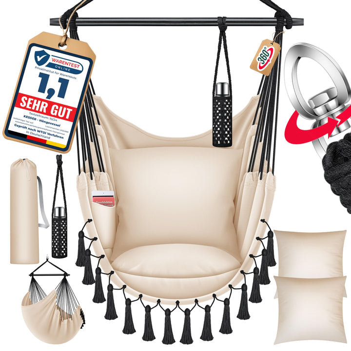 KESSER® Hängesessel Safari XXL Hängestuhl für Erwachsene & Kinder Hängematte bis 150 kg Hängesitz Au