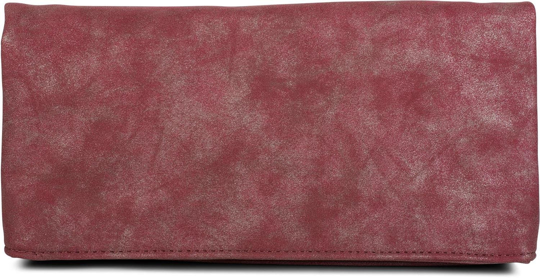 styleBREAKER Fold-Over-Clutch in Wildlederoptik mit Überschlag, 3-in-1 Tasche, Schulterriemen, Trage
