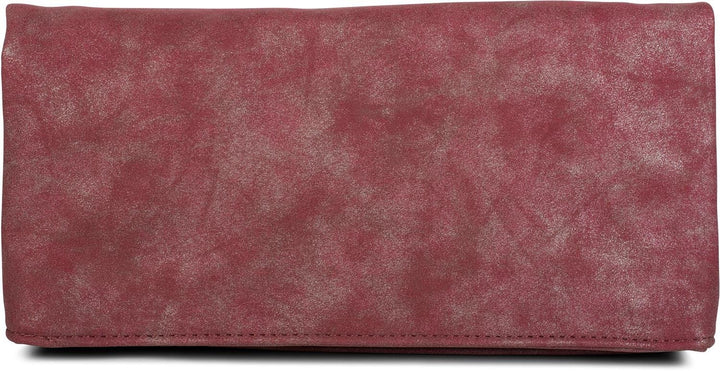 styleBREAKER Fold-Over-Clutch in Wildlederoptik mit Überschlag, 3-in-1 Tasche, Schulterriemen, Trage