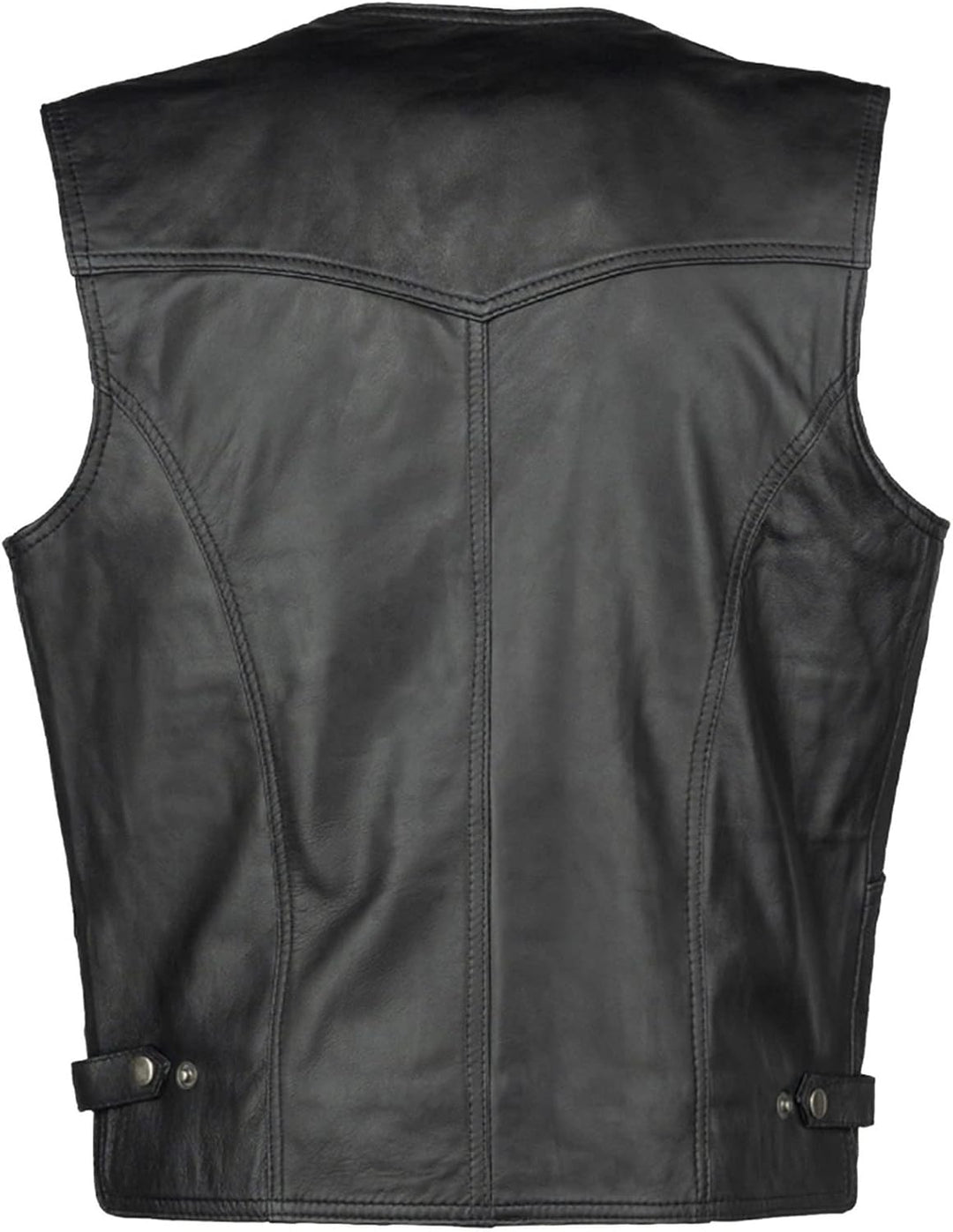 URBAN 5884 Bikergilet aus echtem Leder, bequemes Schafsfell, Bikergilet mit Knopfverschluss M Schwar