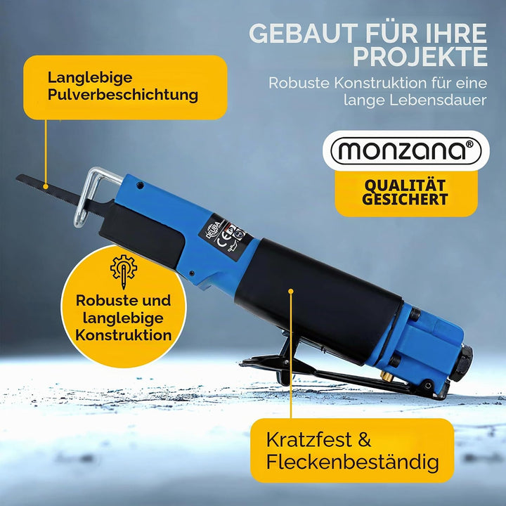 Monzana Druckluft Karosseriesäge 6 Sägeblätter 10.000 U/min gummierter Griff Blechsäge Säbelsäge Ble