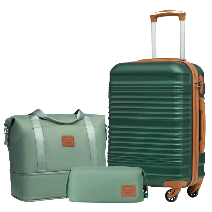 COOLIFE Koffer Set 3 Teilig, Gepäck Set Klein 20‘’ ABS Hartschale, Handgepäck 4 Rollen TSA-Schloss m