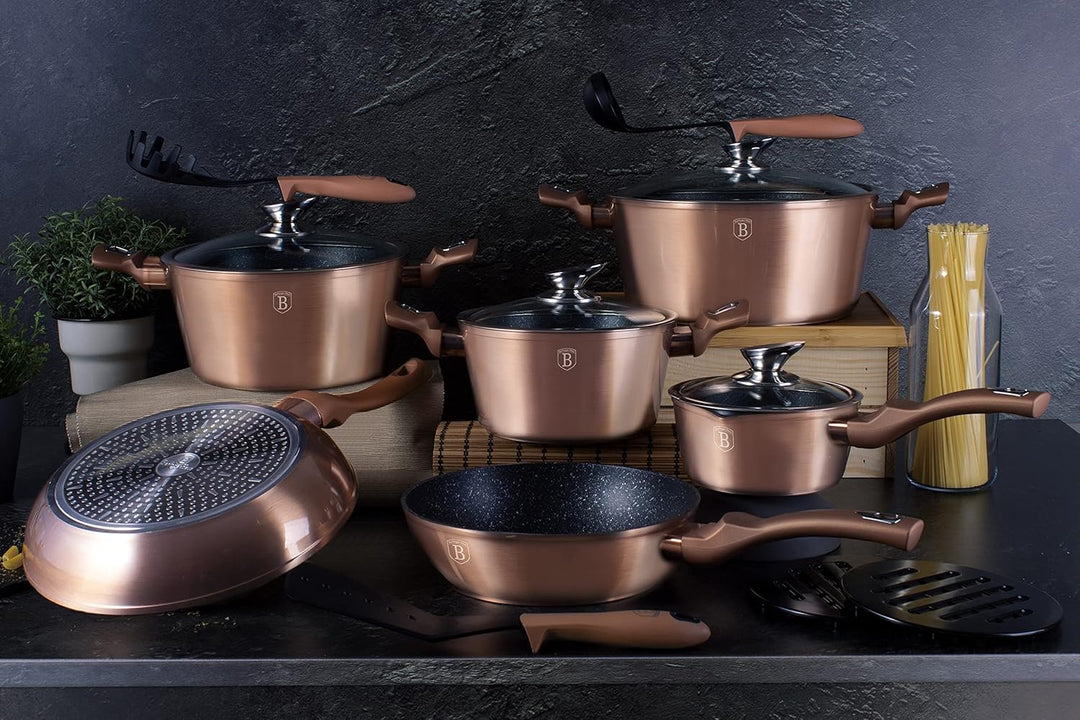 Berlinger Haus 15Pcs Metallisch Kochgeschirr Set - Roségold, Roségold