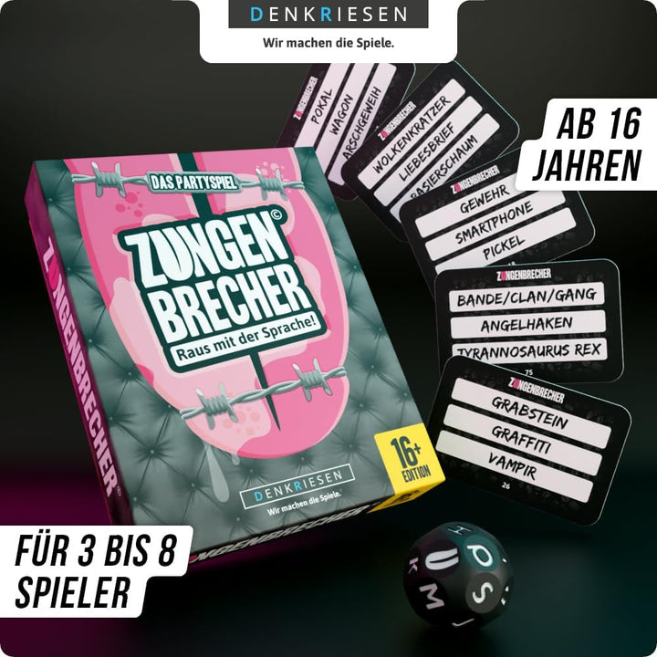 DENKRIESEN - Zungenbrecher© – Raus mit der Sprache! | Partyspiel | Ab 16 Jahren | 3-8 Spieler | Lust