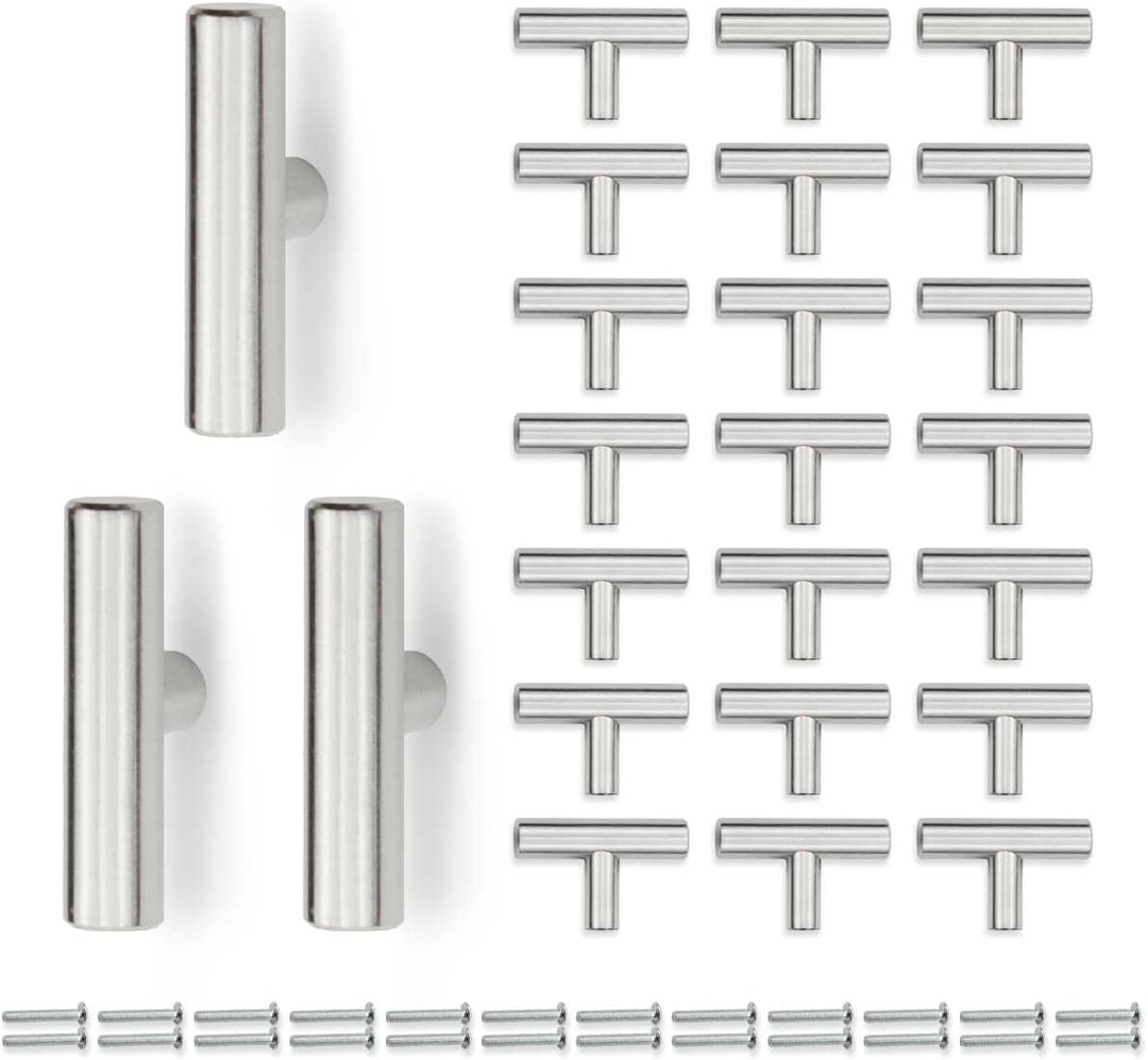 Bwintech 24 Pcs 50MM gebürstetes Nickel Schrank Pull Griffe Küche T Bar Griffe, Edelstahl, Ideal für