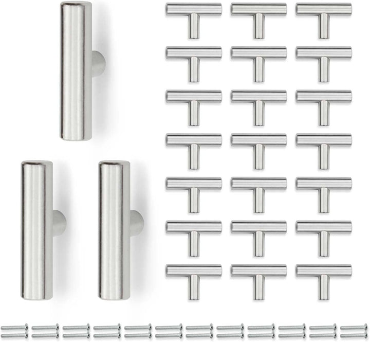 Bwintech 24 Pcs 50MM gebürstetes Nickel Schrank Pull Griffe Küche T Bar Griffe, Edelstahl, Ideal für