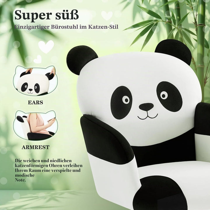 IWMH Bürostuhl,Ergonomisch Homeoffice Stuhl mit breiter Sitzfläche,Schreibtischstuhl mit Panda-Muste