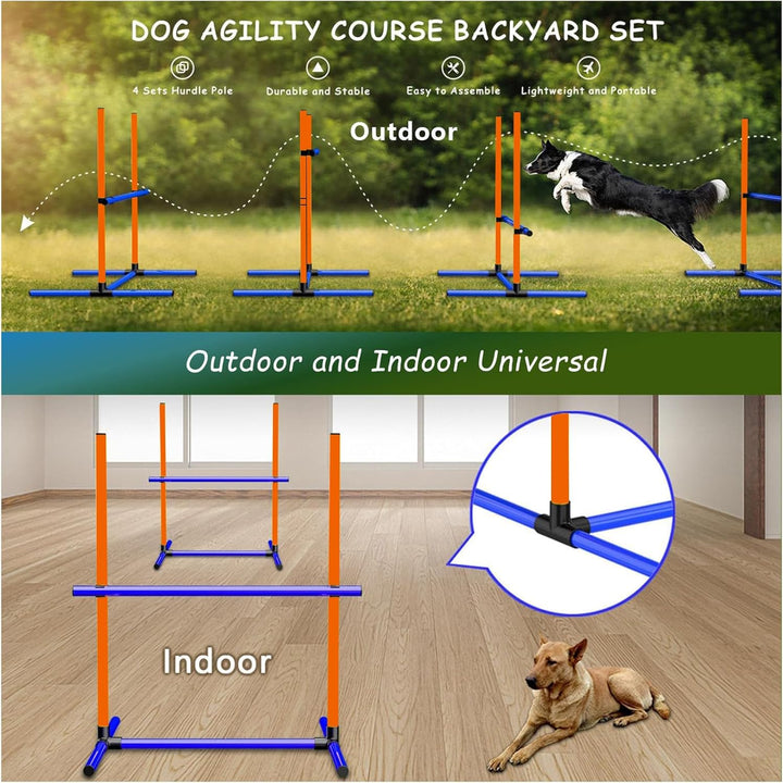 Agility Set Hunde Hürdenset Ausrüstung für Hundetraining mit 6 x Hürden Höhenverstellbar Ags-6set, A