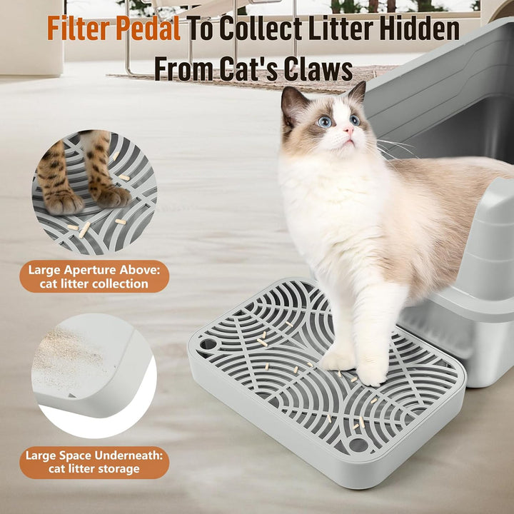 Kunststoff Katzentreppe, Katzentoilettenrampe mit Filterfunktion, Katzenstreu-Filterpedal für Kätzch