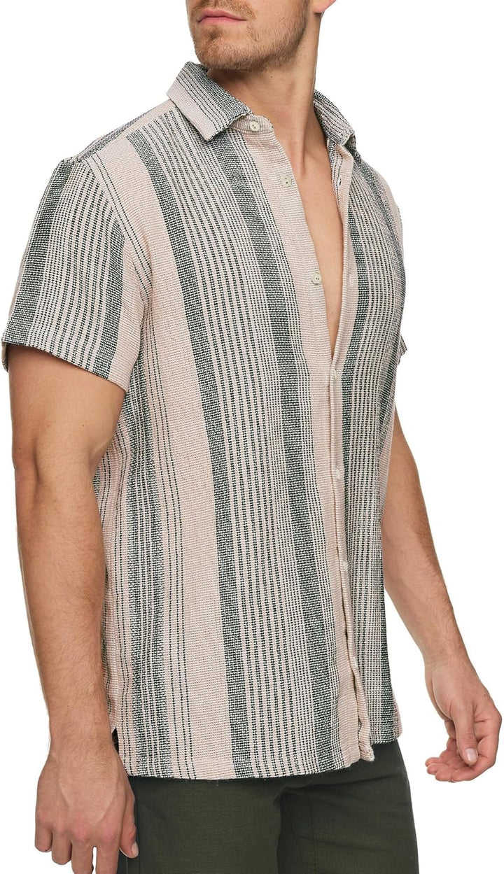 Indicode Herren INCosby Kurzarmhemd mit Button-Down-Kragen | Herrenhemd gestreift Kurzarm Hemd M Arm