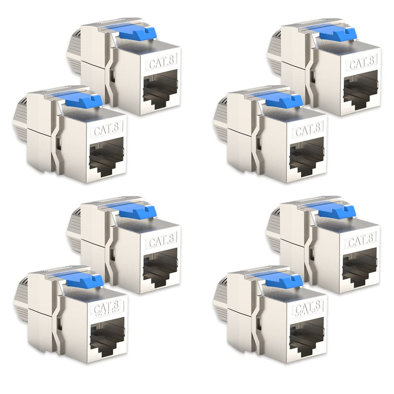 NAUC 8x CAT8 Keystone RJ45 Modul Buchse 2000 MHz 40Gbit vollgeschirmt werkzeuglos Kupplung Netzwerkk