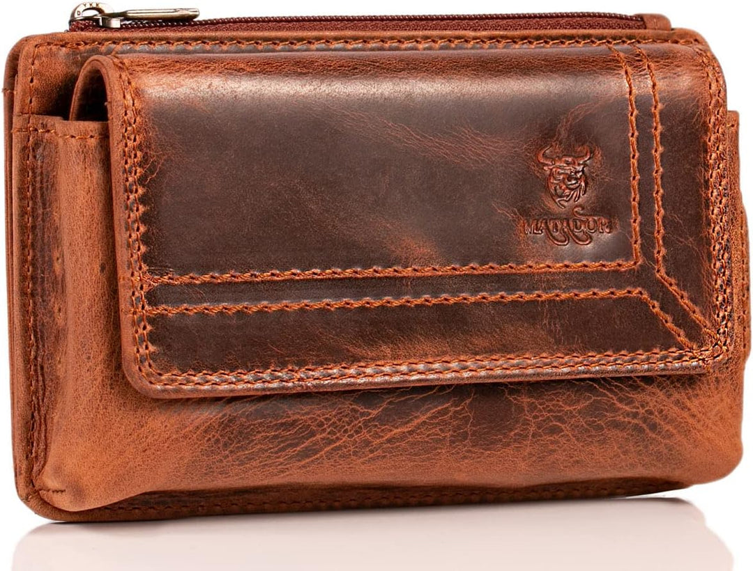 MATADOR Echt Leder Gürteltasche mit Klettverschluss und YKK Reissverschlussfach mit RFID Schutz für
