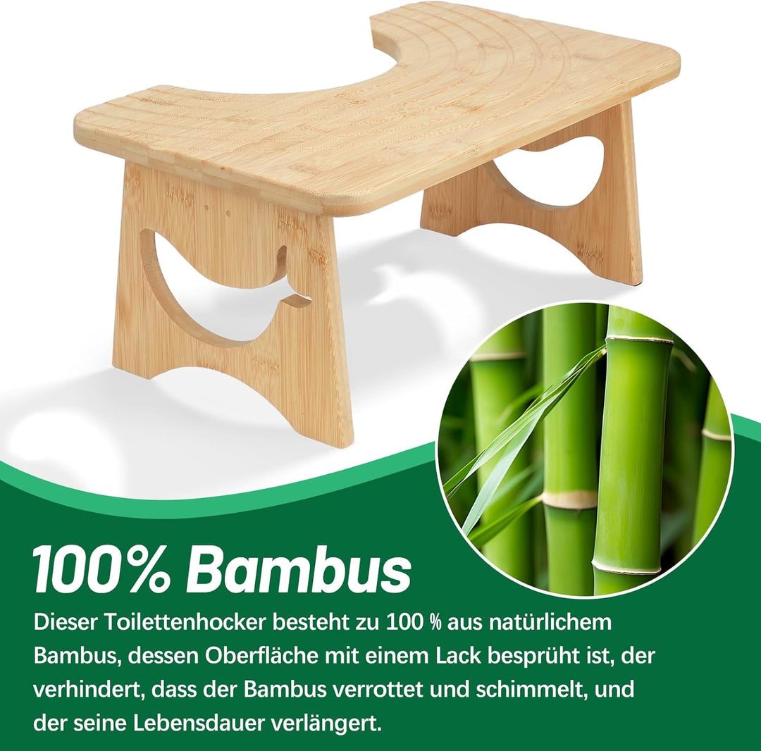 Klappbarer Toilettenhocker Erwachsene aus Bambus, 17.5cm Whale Design Toilettenhocker Klappbar für V