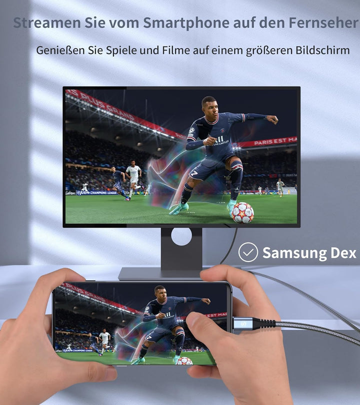sweguard USB C auf HDMI Kabel 4K 4M,USB Typ C auf HDMI UHD Kabel Geflochten Thunderbolt 3/4 Adapter