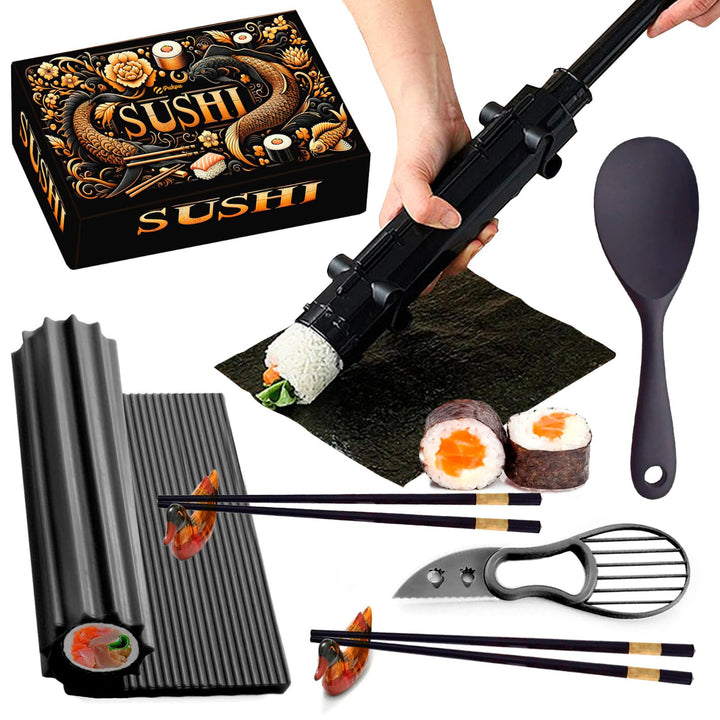 Sushi Maker Set Mit Bazooka, Maki Roller und Formen - DIY Starter Set für Anfänger, Zubehör für Perf