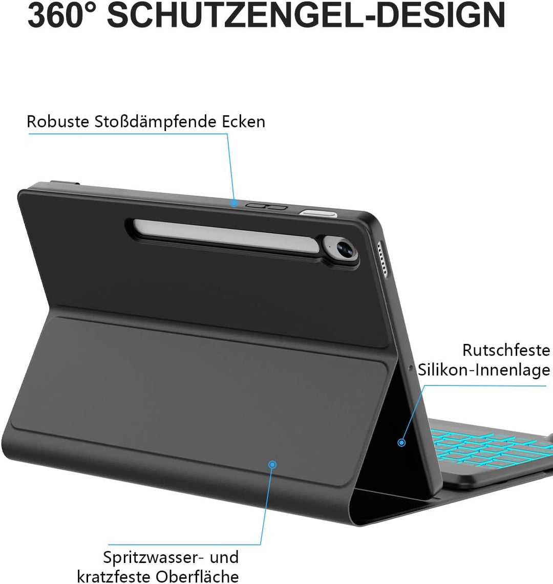 JADEMALL Schutzhülle mit Deutscher Tastatur für Samsung Galaxy Tab S10 FE Plus 13,1 Zoll (2025) - Bl