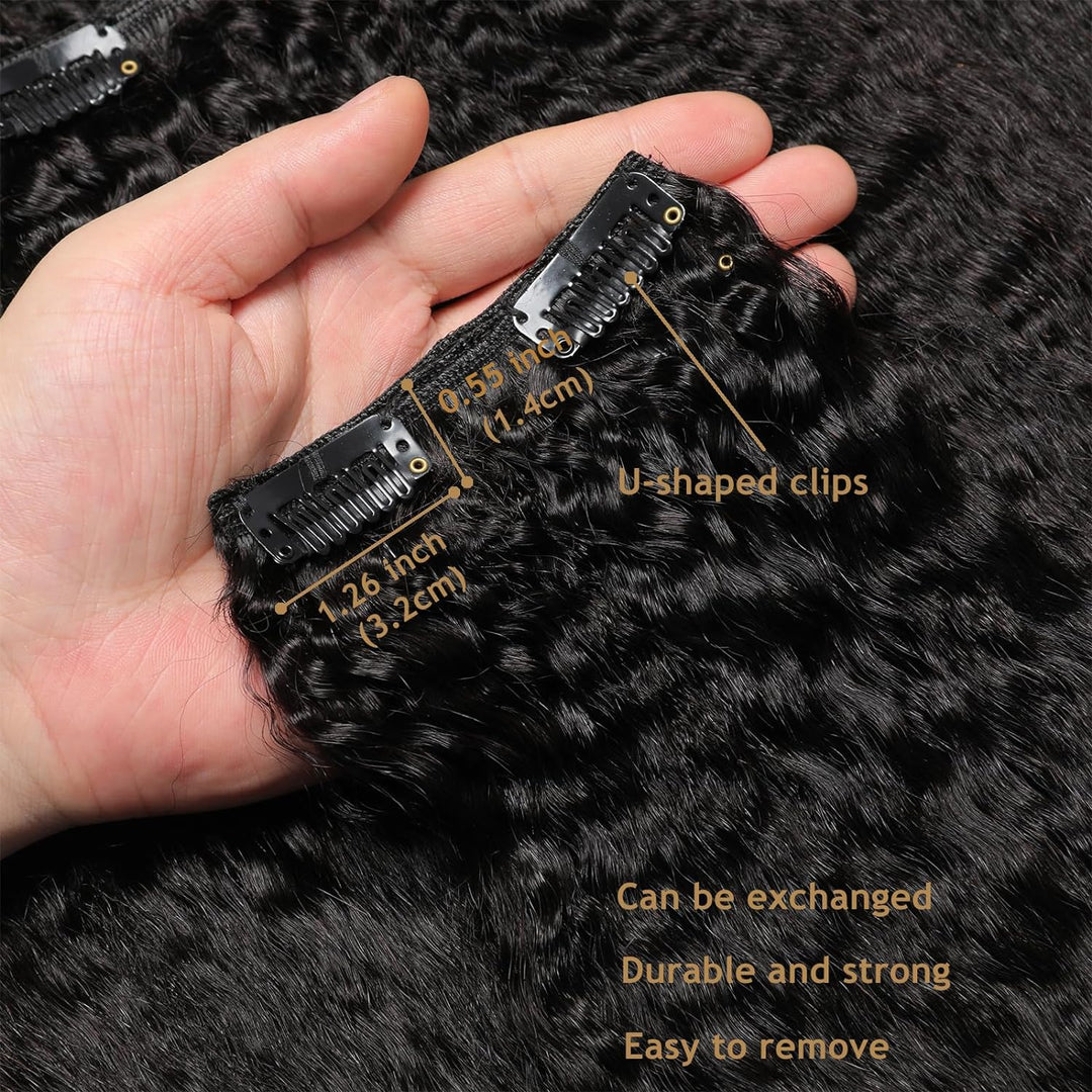 Kinky Curly Clip in Extensions Echthaar.16 Teile 240 g.Invisible Echthaar Perücke Extensions Clip in
