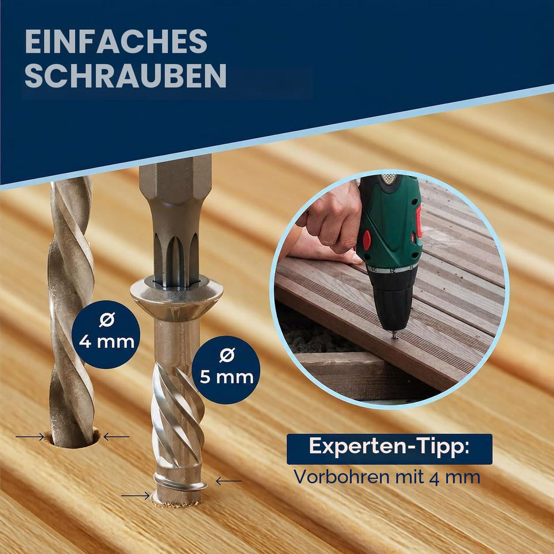 Terrassenschrauben 5x80 Edelstahl A2 Linsenkopfschrauben Torx Schrauben 5mm stark 250 Stück Holzschr