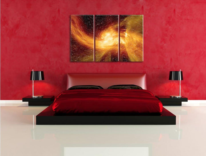 Pixxprint Sternenstaub und Gasnebel in Einer fernen Galaxie Kunst Buntstift Effekt 3-Teiler Leinwand