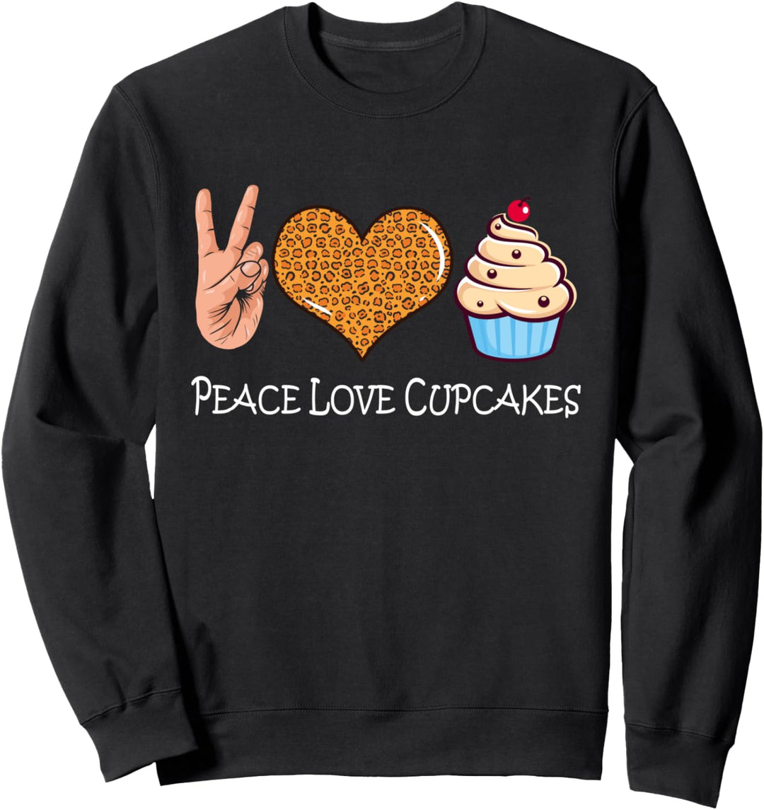 Cupcake - Frieden - Leopard Liebe - Peace Love Cupcake Sweatshirt