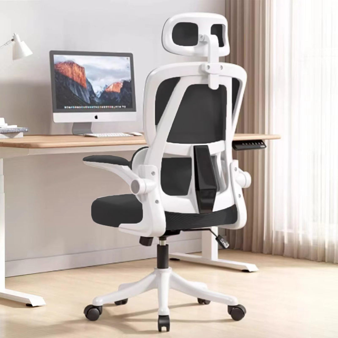 Ergonomischer Bürostuhl - Schwarz und weiss | Höhenverstellbarer Schreibtischstuhl mit Hochrücken,Me