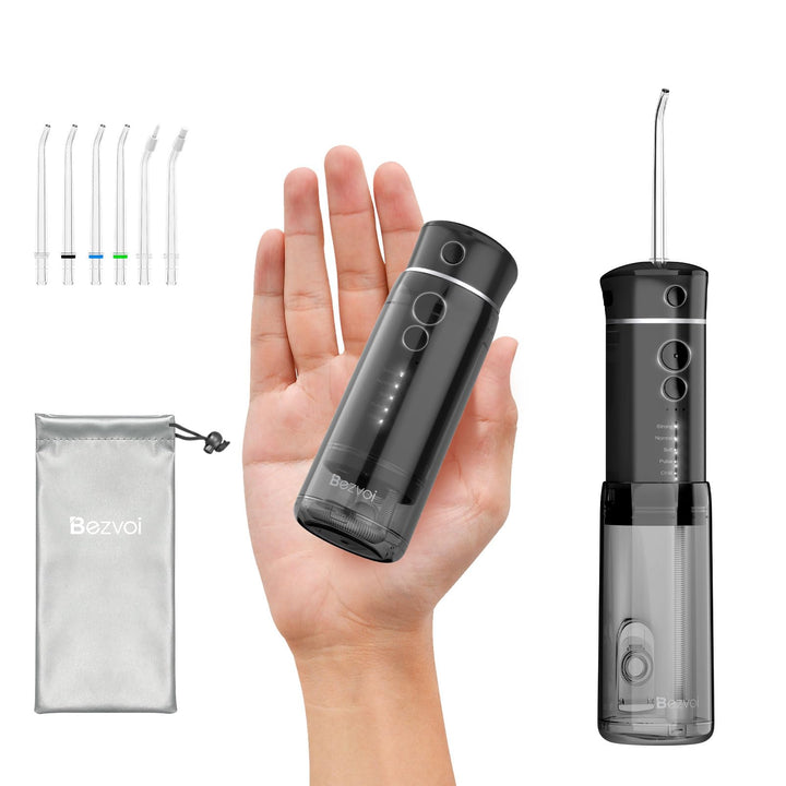 Reise Munddusche Kabellos Zahnreinigung: Oral Irrigator mit 5 Modi, 180ML Wassertank IPX7 Wasserdich