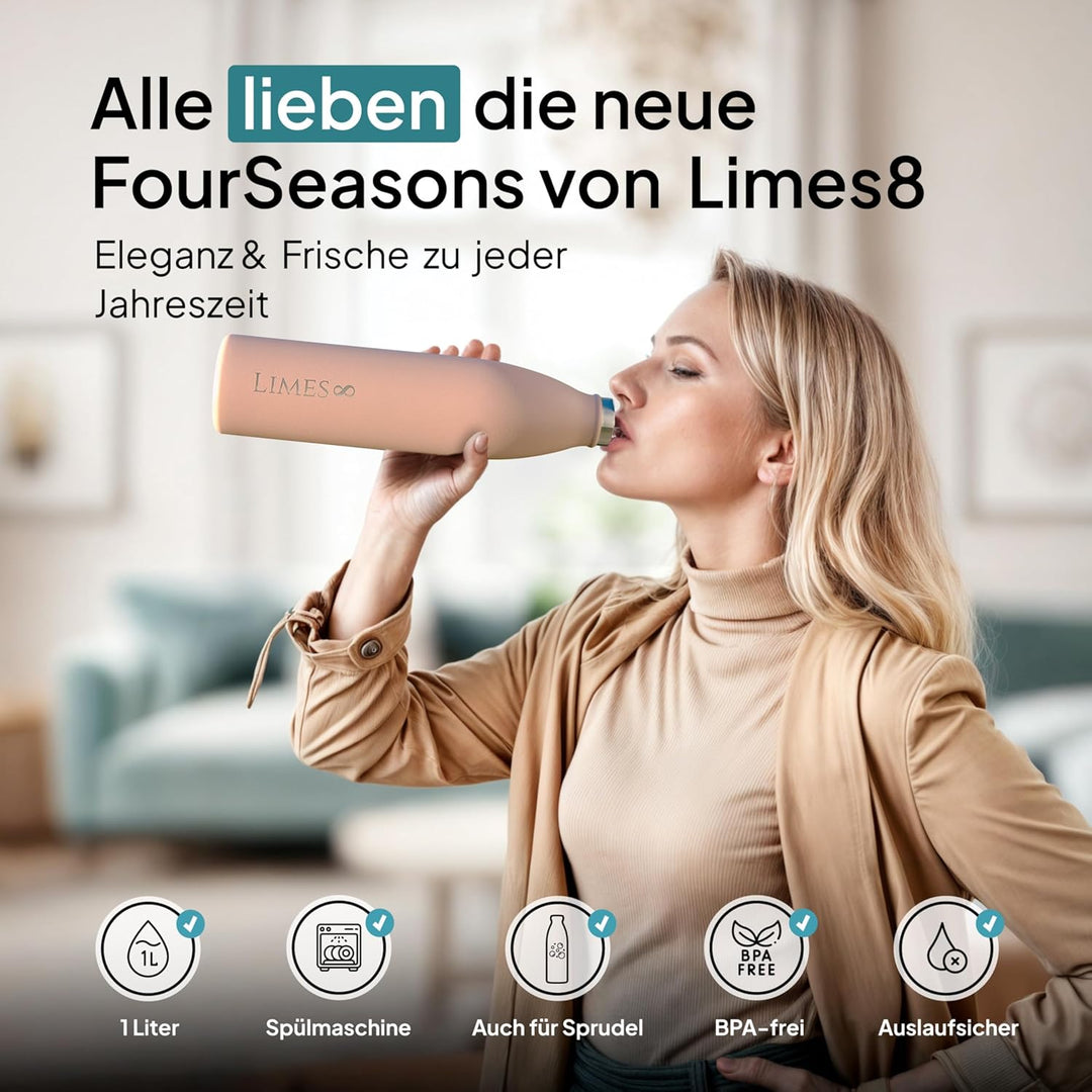Thermosflasche Edelstahl 1L [HEIss & KALT] – 5-fach vakuumisolierte Trinkflasche – Auslaufsichere &