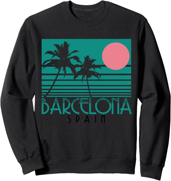 Barcelona Spanien Palmen Surf Vintage Retro Souvenir Sweatshirt