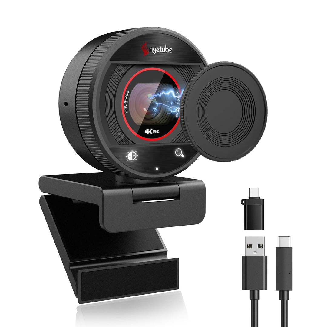 Angetube 4K Webcam für PC, 1080P@60FPS Streaming-Kamera mit PDAF Autofokus, AI Rauschunterdrückung,