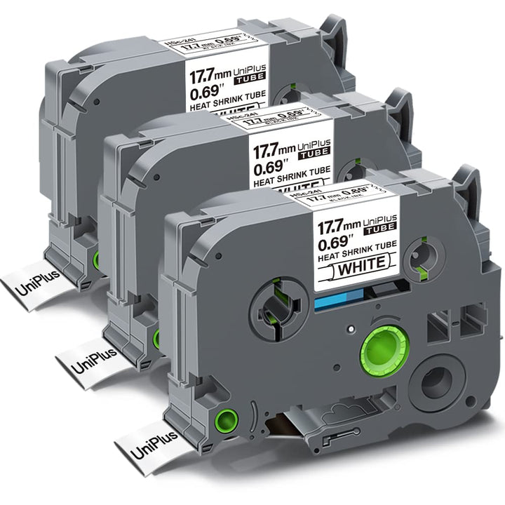 UniPlus 3x Schrumpfetikett Kompatibel für Brother Ptouch HSe-241 HSe241 HS241 Schrumpfschläuche Schw