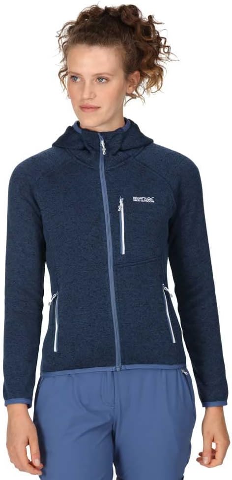 Regatta Damen Newhill Strickfkleecejacke mit Kapuze RWA597 36 dunkelblau