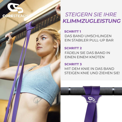 Coresteady Fitnessband und Gummiband Sport – Robustes Klimmzugband aus Gummi für Männer und Frauen –