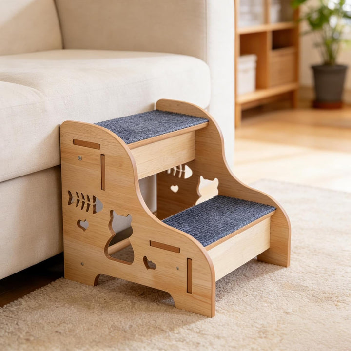 Hundetreppe 2 Stufen, Haustiertreppe Holz, rutschfeste Hunde Rampe Kletterhilfe, Für Klein Hunde Hoh