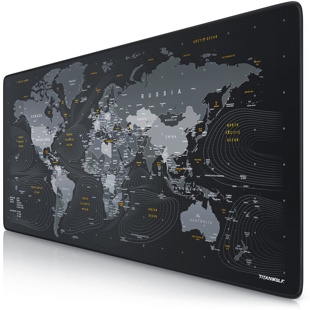 TITANWOLF - XXL Speed Gaming Mauspad Titanwolf Weltkarte 900 x 400mm - XXL Mousepad - Tischunterlage