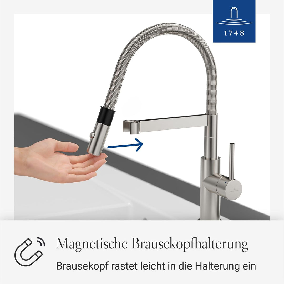 Villeroy & Boch 927300 Steel Expert Compact Spültischarmatur, Edelstahl massiv Edelstahl Massiv Flac