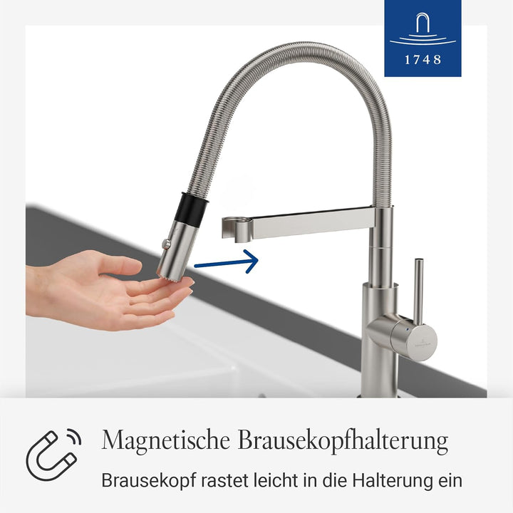 Villeroy & Boch 927300 Steel Expert Compact Spültischarmatur, Edelstahl massiv Edelstahl Massiv Flac