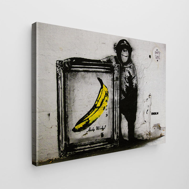 Giallobus - Gemälde - Banksy - - Standardleinwand - 100x70-20 - Scimmia banana quadro - Bereit zum A