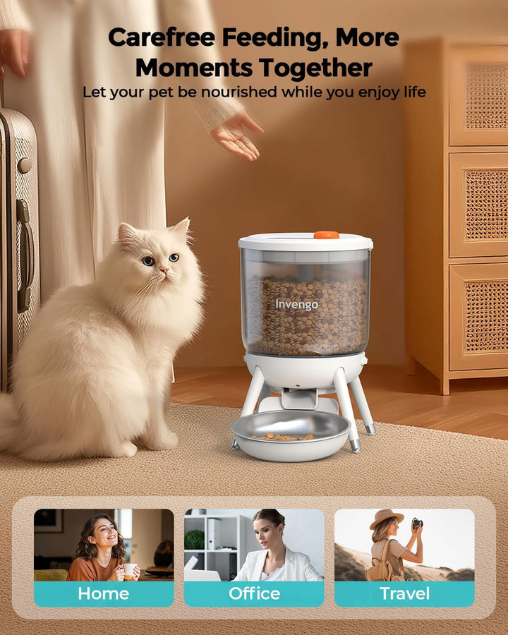 Katzenfutter Automat, Futterautomat Katze mit Zeitsteuerung, 3L Trichter, Doppelstromversorgung, Tro