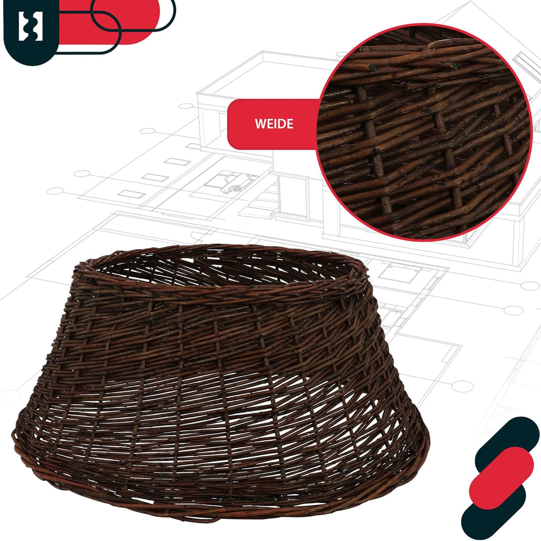 KOTARBAU® Weihnachtsbaum Rock aus Weide Ø 60 cm, Dunkel Braun Christbaumständer aus Rattan Natur, We