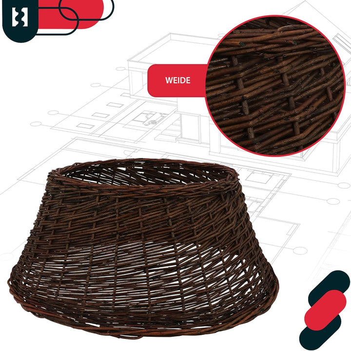 KOTARBAU® Weihnachtsbaum Rock aus Weide Ø 60 cm, Dunkel Braun Christbaumständer aus Rattan Natur, We