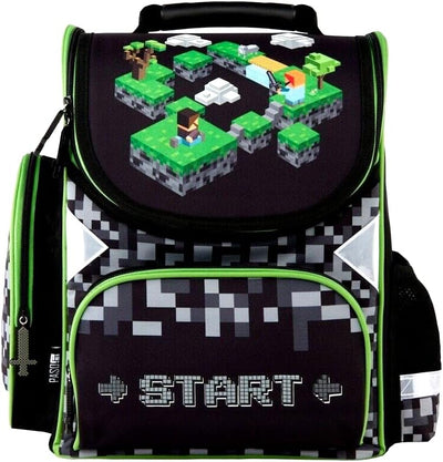 Minecraft Games Play Pixel 7 Teile Set Tornister Ranzen Schulranzen Tasche Federmappe mit Sticker-vo