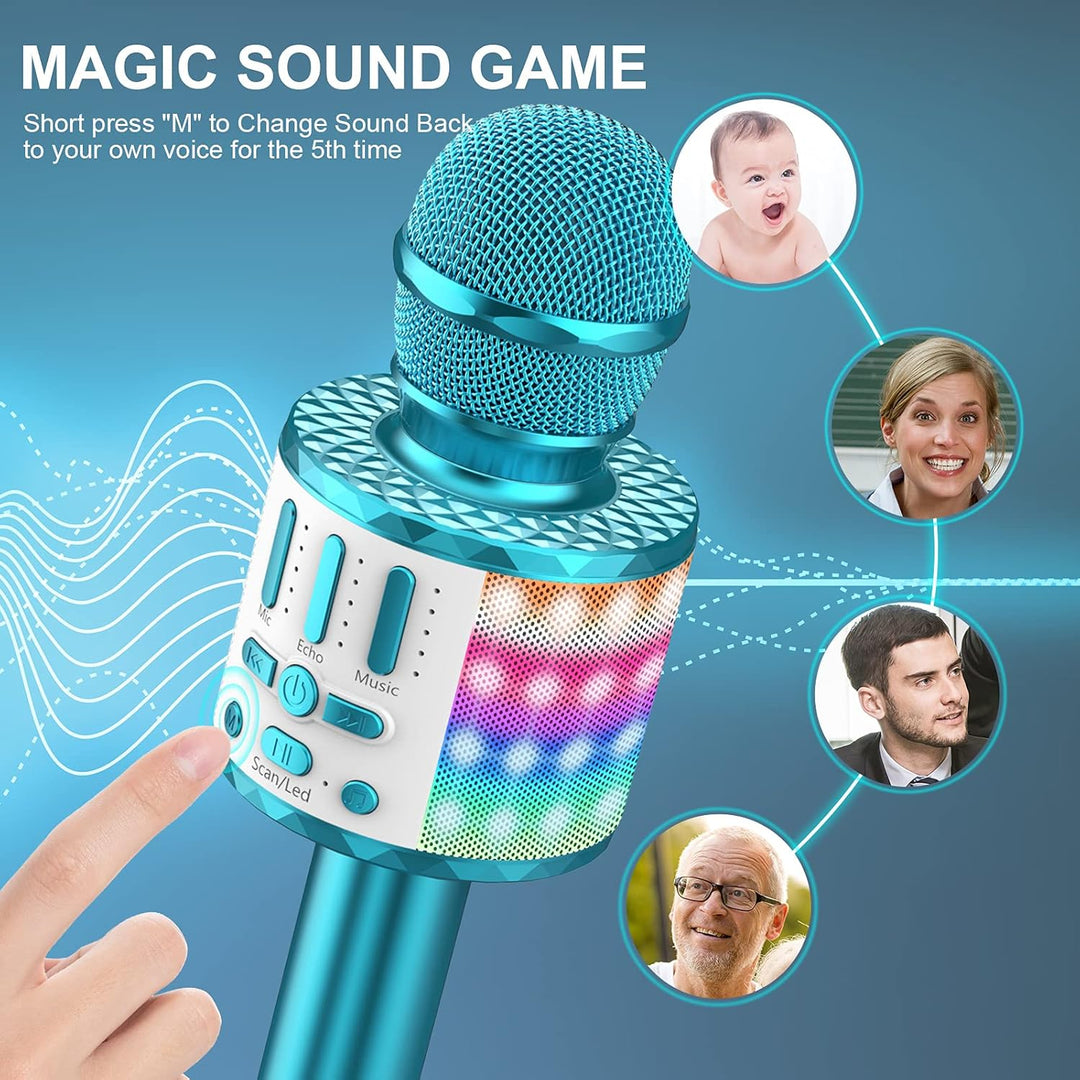 LED Drahtloses Bluetooth Mikrofon zum Singen, Spielzeug Kinder, Heim KTV Karaoke Maschine, Tragbares