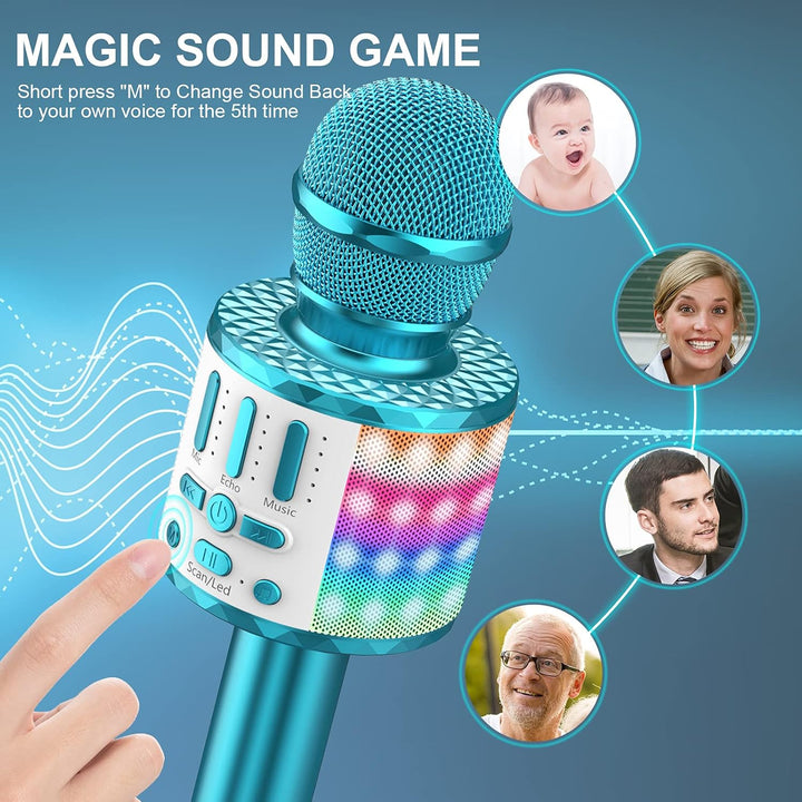 LED Drahtloses Bluetooth Mikrofon zum Singen, Spielzeug Kinder, Heim KTV Karaoke Maschine, Tragbares