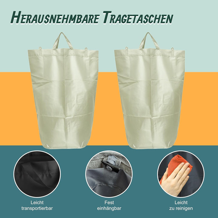 Relaxdays Pfandflaschen Sammelbehälter, 100 L, 2 Tragetaschen, abwischbar, Recycling, Flaschensammle