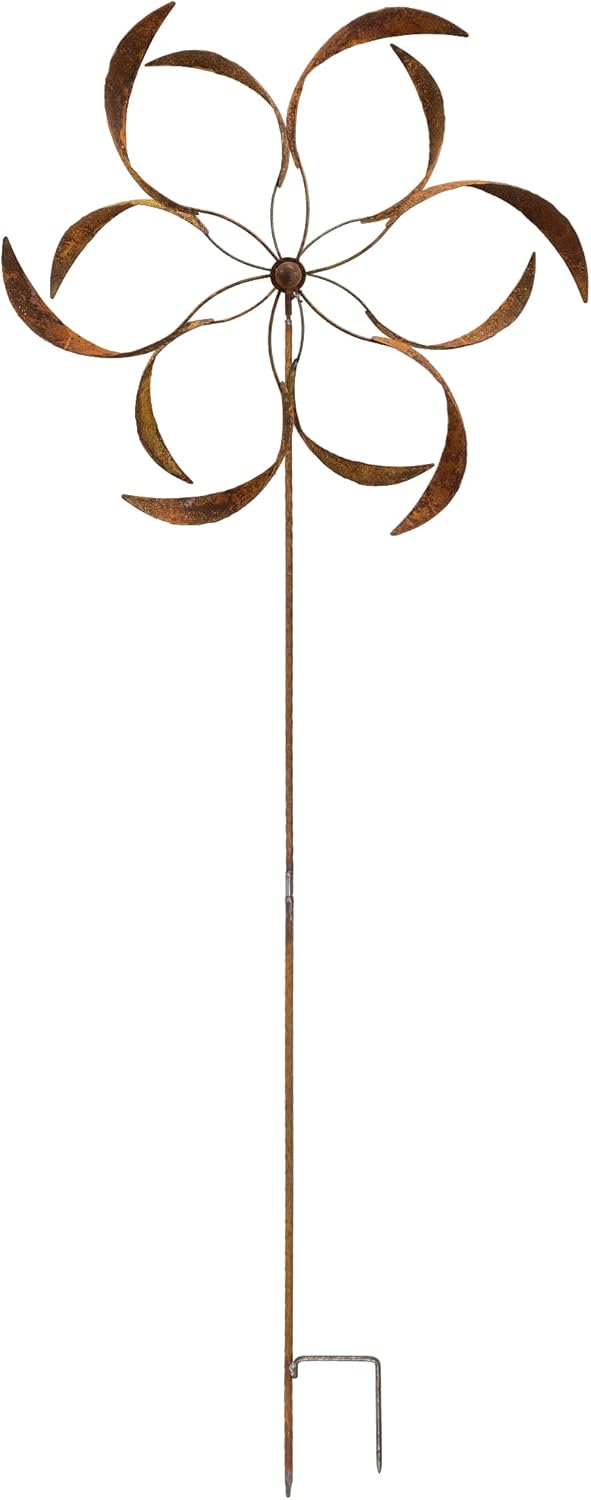 Grosses Metall Windrad 'Blume XXL' - massives Windspiel Windmühle für den Garten - wetterfest und st